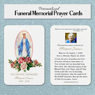 Virgin Mary Catholic Funeral Memorial Holy Card -