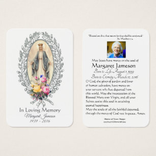 Virgin Mary Catholic Funeral Memorial Holy Card -