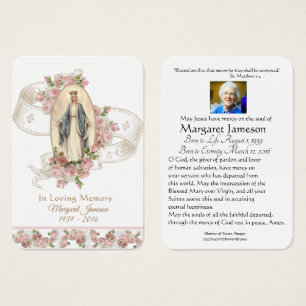 Virgin Mary Catholic Funeral Memorial Holy Card -