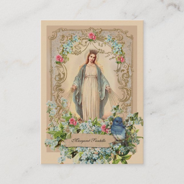 Virgin Mary Catholic Funeral Memorial Holy Card - (Front)