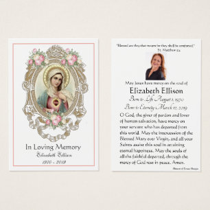 Virgin Mary Catholic Funeral Memorial Holy Card -