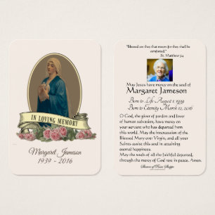 Virgin Mary Catholic Funeral Memorial Holy Card -