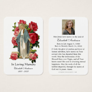 Virgin Mary Catholic Funeral Photo Holy Card -