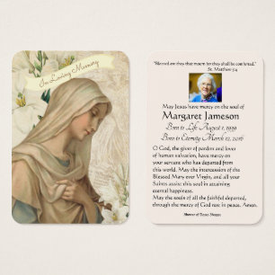 Virgin Mary Catholic Funeral Prayer Holy Card