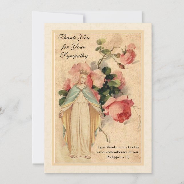 Virgin Mary Catholic Religious Sympathy Condolence Thank You Card (Front)