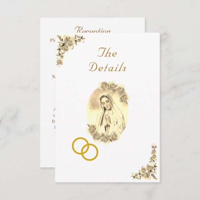 Virgin Mary Catholic Sepia Wedding Enclosure Card (Front/Back)