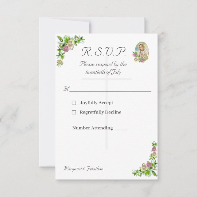 Virgin Mary Catholic Wedding Response Card (Front)