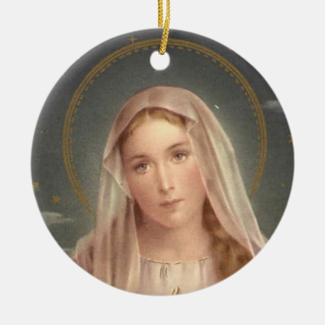 VIRGIN MARY CERAMIC TREE DECORATION (Front)