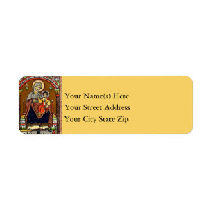 Virgin Mary & Child Jesus Vintage Christmas Return Address Label