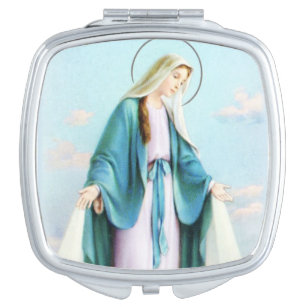 Virgin Mary Crescent Moon Compact Mirror