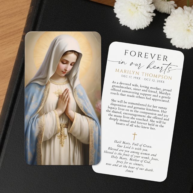 Virgin Mary Cross Hail Mary Funeral Prayer Card (Creator Uploaded)