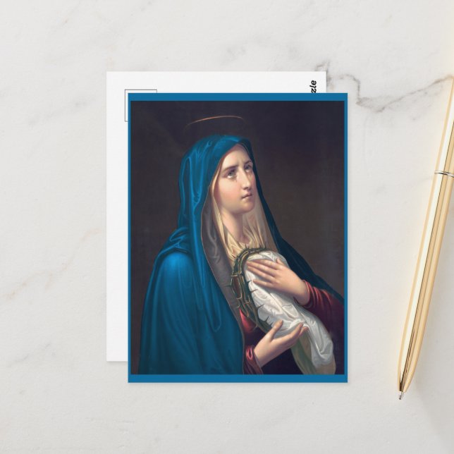 Virgin Mary crying, E. Steinmann Postcard (Front/Back In Situ)