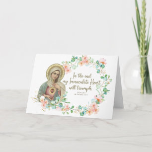 Virgin Mary Fatima Catholic Religious  Floral Card