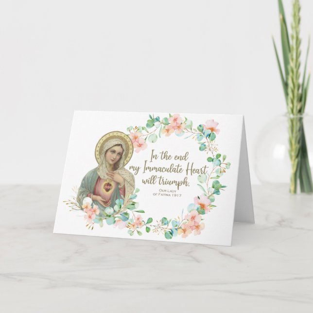 Virgin Mary Fatima Catholic Religious  Floral Card (Front)