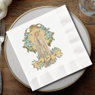 Virgin Mary Fatima Immaculate Heart Rosary Pray Napkin