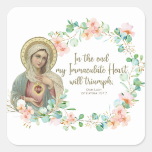 Virgin Mary Fatima Immaculate Heart Ukraine Russia Square Sticker