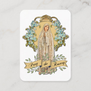Virgin Mary Fatima Prayer Rosary Catholic Floral Business Card