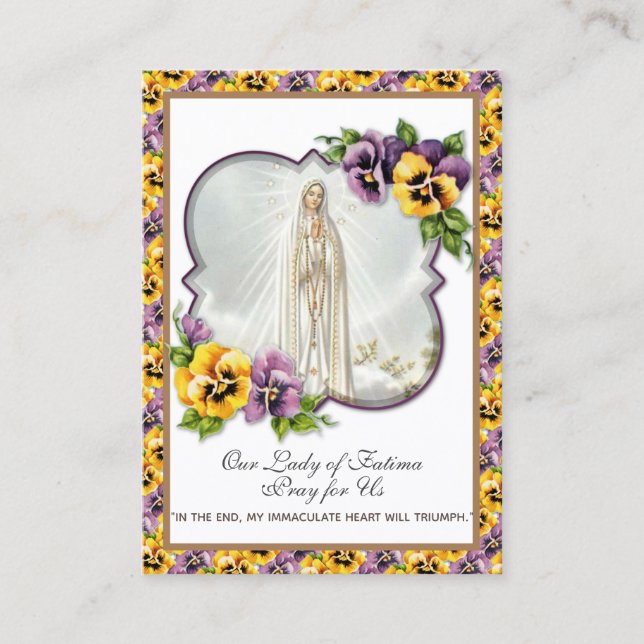 Virgin Mary Fatima Prayer Rosary Catholic Violets  Business Card (Front)
