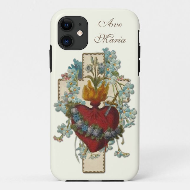 Virgin Mary Floral Religious Ave Maria Vintage Case-Mate iPhone Case (Back)