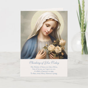 Virgin Mary Floral Thinking of You Prayer Card