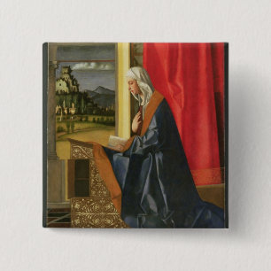 Virgin Mary, from The Annunciation diptych (oil on 15 Cm Square Badge