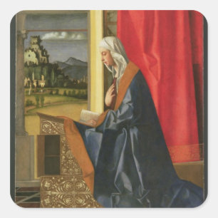 Virgin Mary, from The Annunciation diptych (oil on Square Sticker