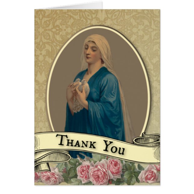 Virgin Mary Funeral Sympathy Holy Card Thank You (Front)