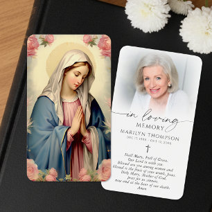 Virgin Mary Hail Mary Photo Memorial Prayer Cards