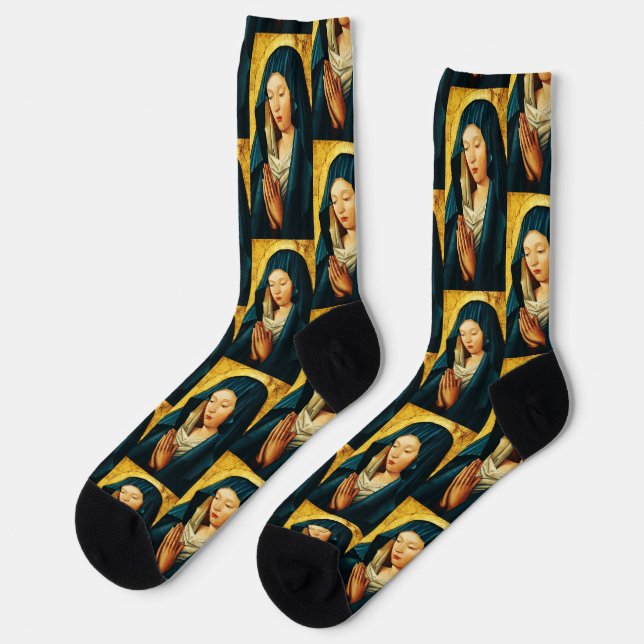 Virgin Mary Hodegetria Byzantine Catholic Icon Art Socks (Left)