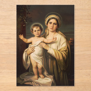 Virgin Mary holding baby Jesus  Acrylic Invitations
