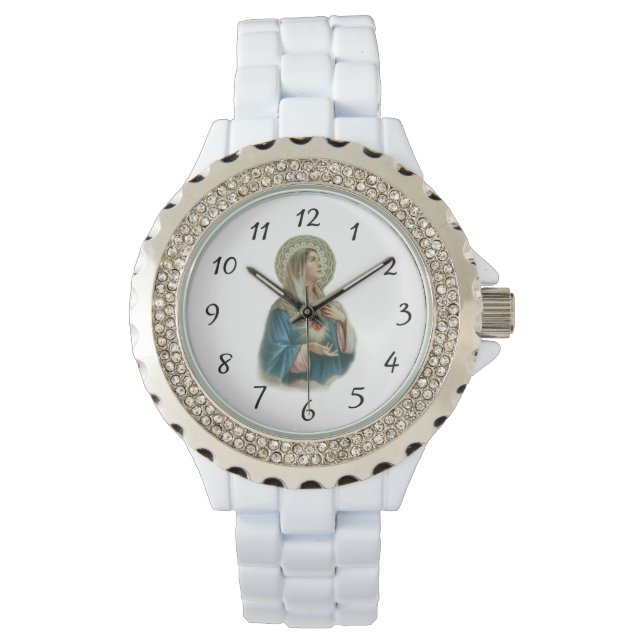 Virgin Mary Immaculate Sorrowful Heart Religious Watch (Front)