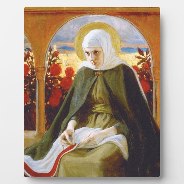 Virgin Mary In The Rose Garden By Edelfelt Albert Plaque (Front)