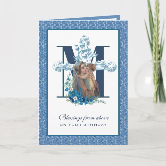 Virgin Mary Jesus Catholic Birthday Religious Card (Front)