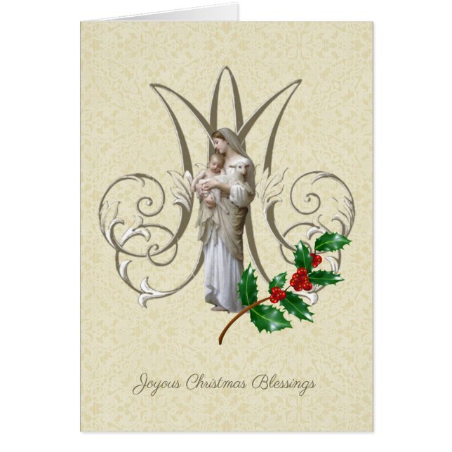 Virgin Mary Jesus Lamb Religious Catholic Vintage (Front)