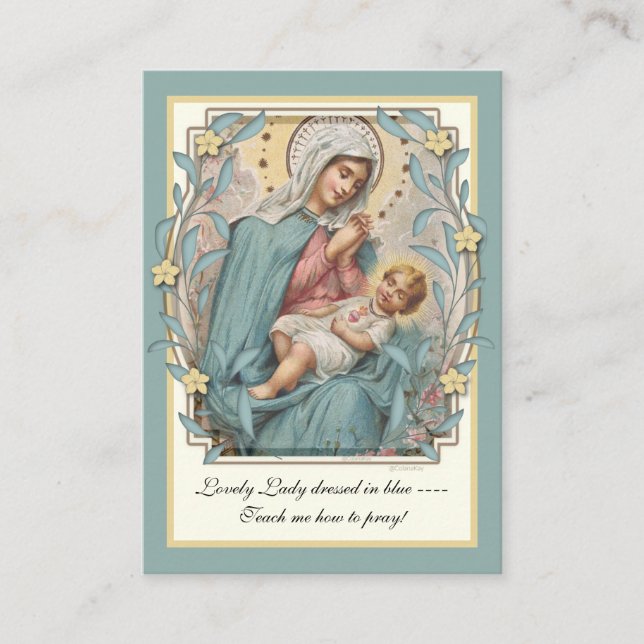 Virgin Mary Jesus Lovely Lady Dressed in Blue Poem Enclosure Card (Front)