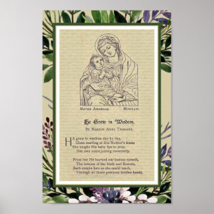 Virgin Mary Jesus Poem Vintage Religious Poster