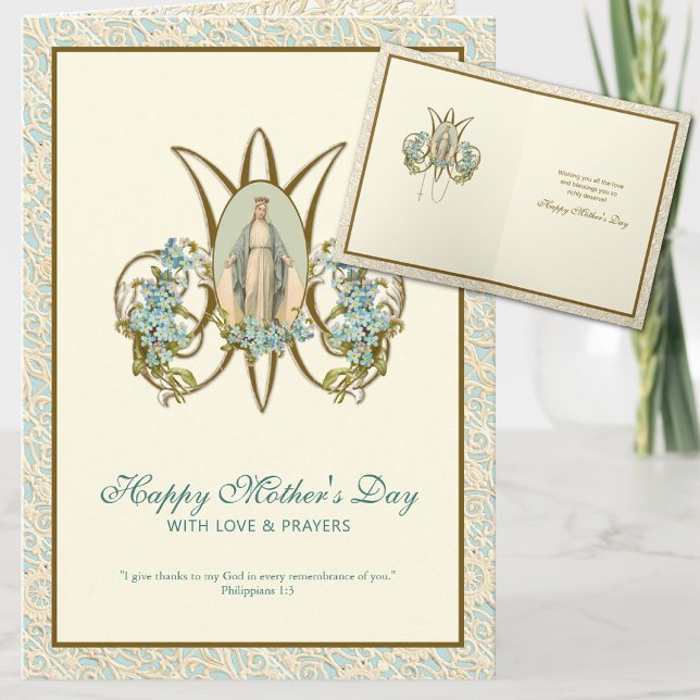 Virgin Mary Jesus Religious Catholic Floral Card (Creator Uploaded)