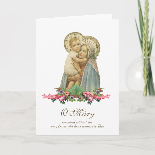 Virgin Mary Jesus Religious Mothers Day Card (Front)