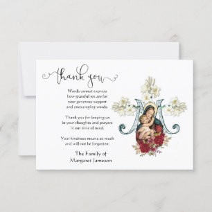 Virgin Mary Jesus Religious Thank You Condolence Card