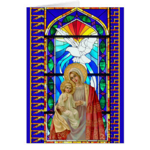 Virgin Mary Jesus Stained Glass Holy Spirit