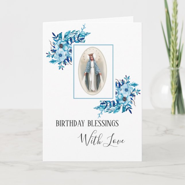 Virgin Mary Lady of Grace Birthday Religious Card (Front)