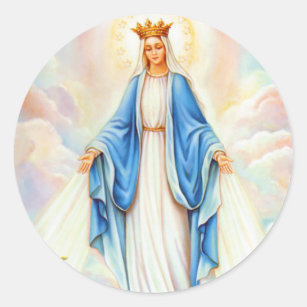 Virgin Mary Lady of Grace Queen of Heaven Madonna Classic Round Sticker