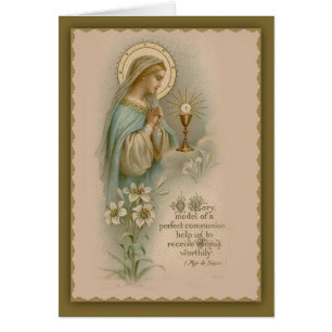 Virgin Mary Madonna adoring the Eucharist