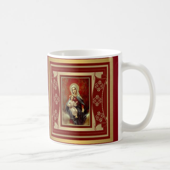 Virgin Mary Madonna w/Baby Jesus Rosary Coffee Mug (Right)