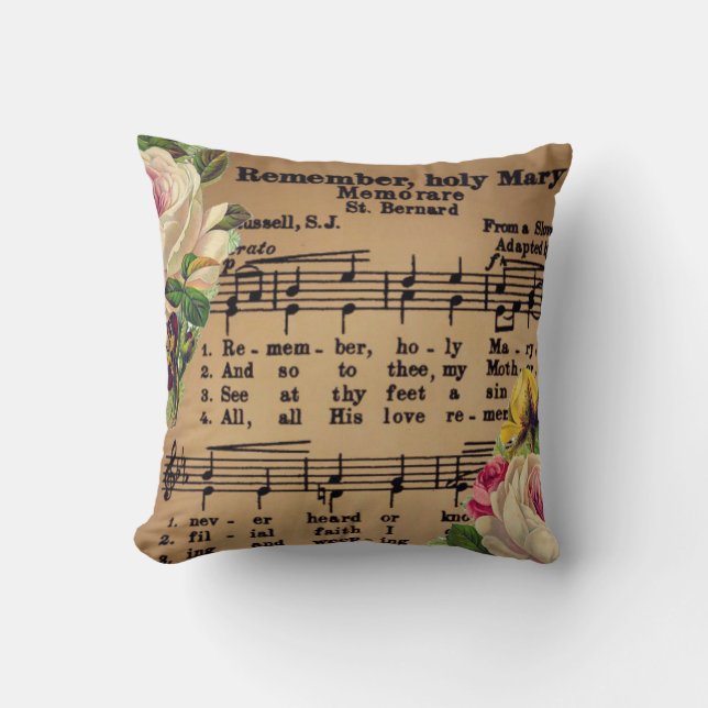 VIRGIN MARY MEMORARE ROSES MUSIC CUSHION (Front)