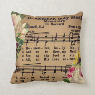 VIRGIN MARY MEMORARE ROSES MUSIC CUSHION