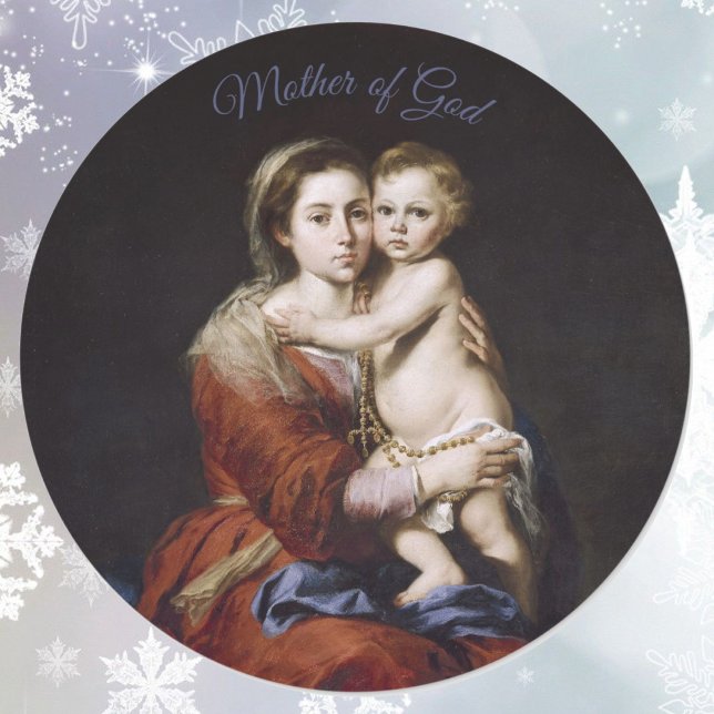Virgin Mary - Mother of God - Baby Jesus - Classic Round Sticker (Creator Uploaded)