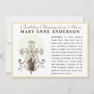 Virgin Mary Mt. Carmel Catholic Memorare Prayer Card