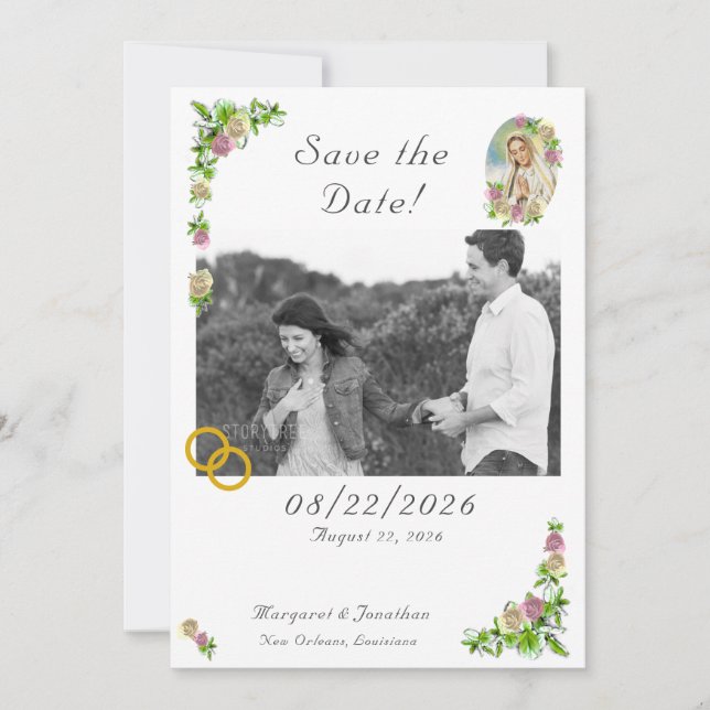 Virgin Mary Nuptial Save the Date Bookmark (Front)