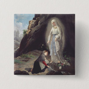 Virgin Mary of Lourdes 15 Cm Square Badge